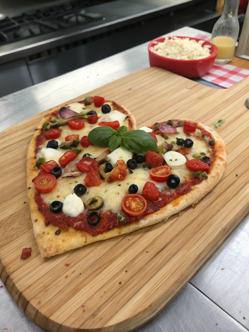 Préparation de la pizza apéro en forme de cœur