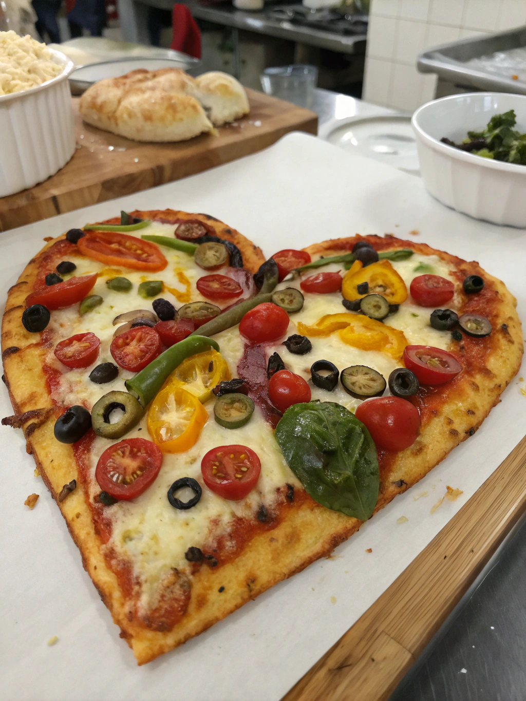 Ingrédients pour la pizza apéro en forme de cœur