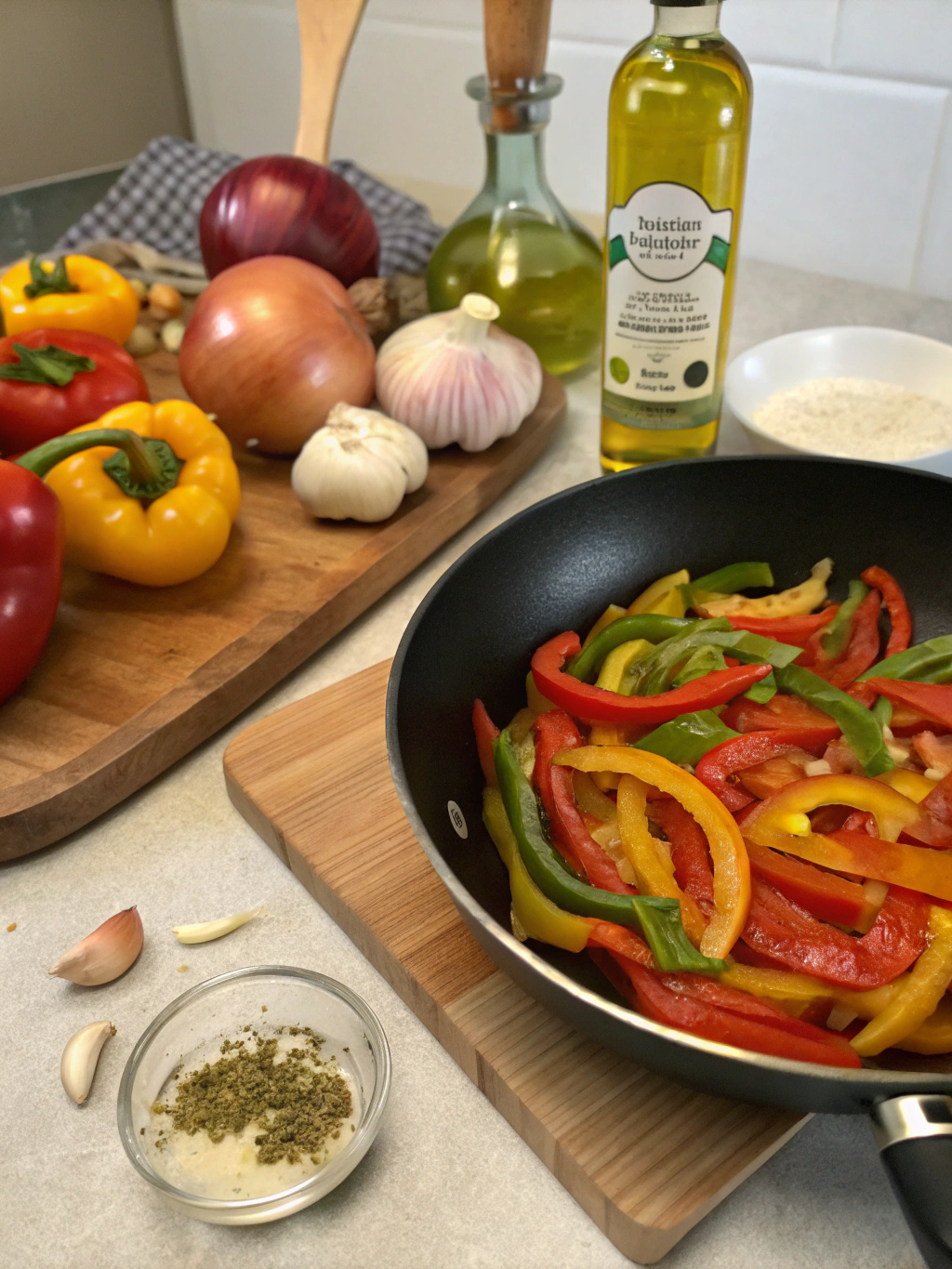 Ingrédients pour les poivrons à la poêle