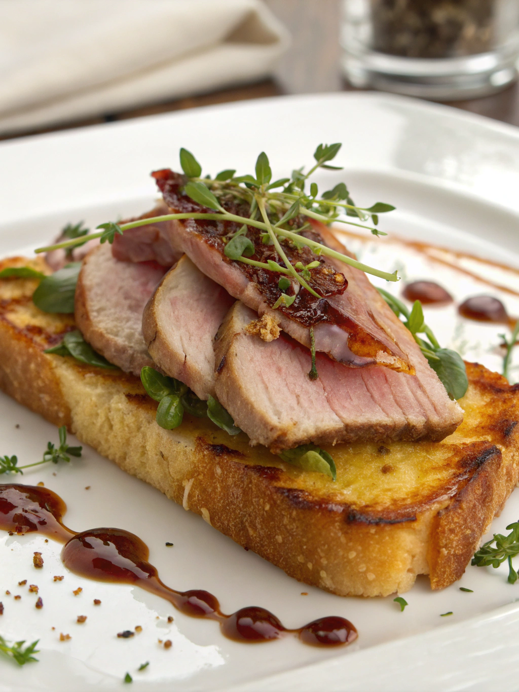 Toast magret canard fumé préparé