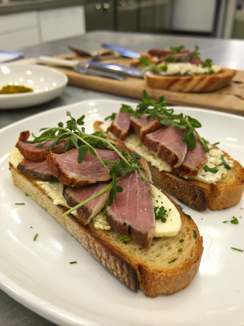 Ingrédients pour toast magret canard fumé