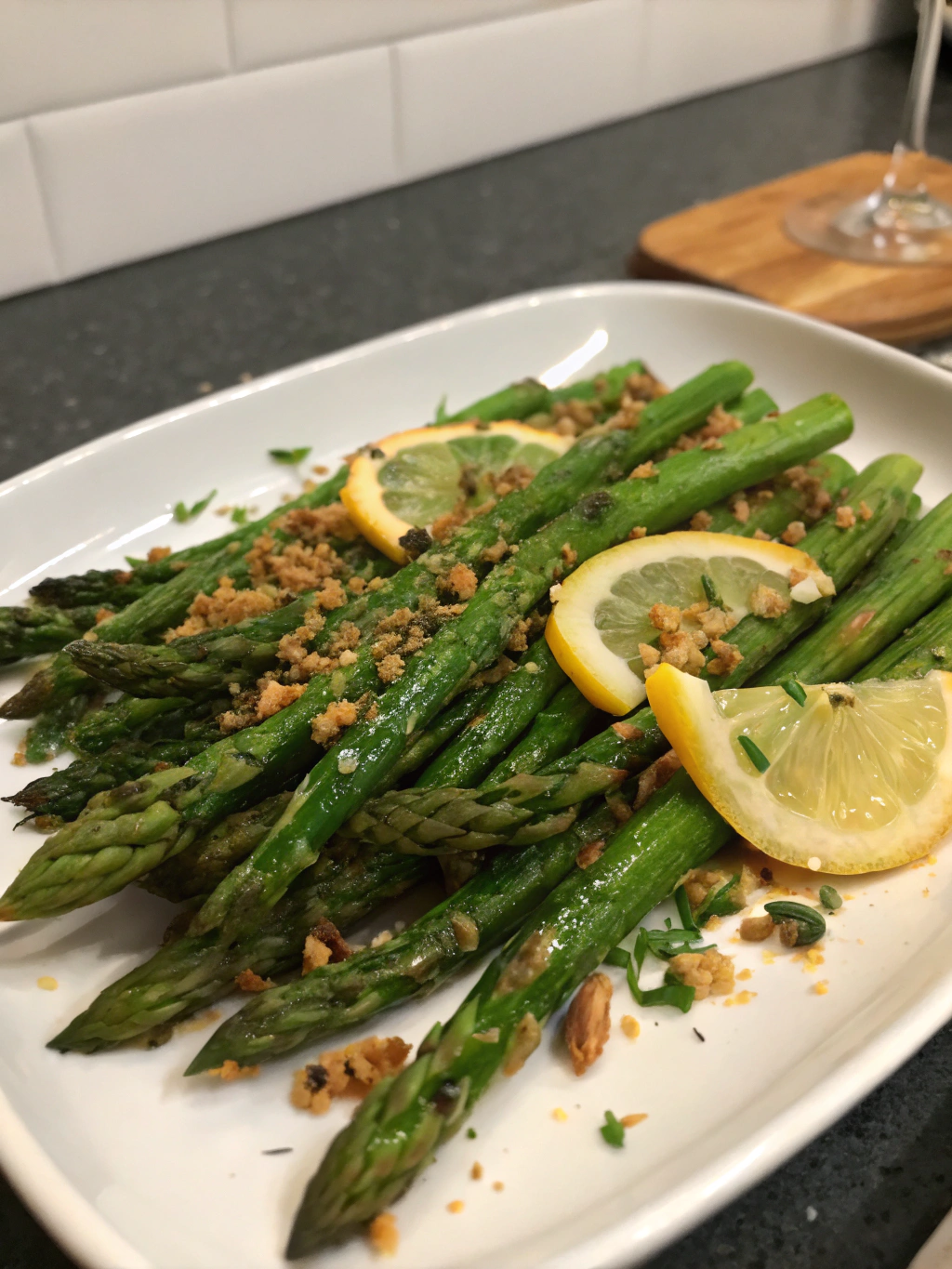 Asperges poêlées dans une assiette
