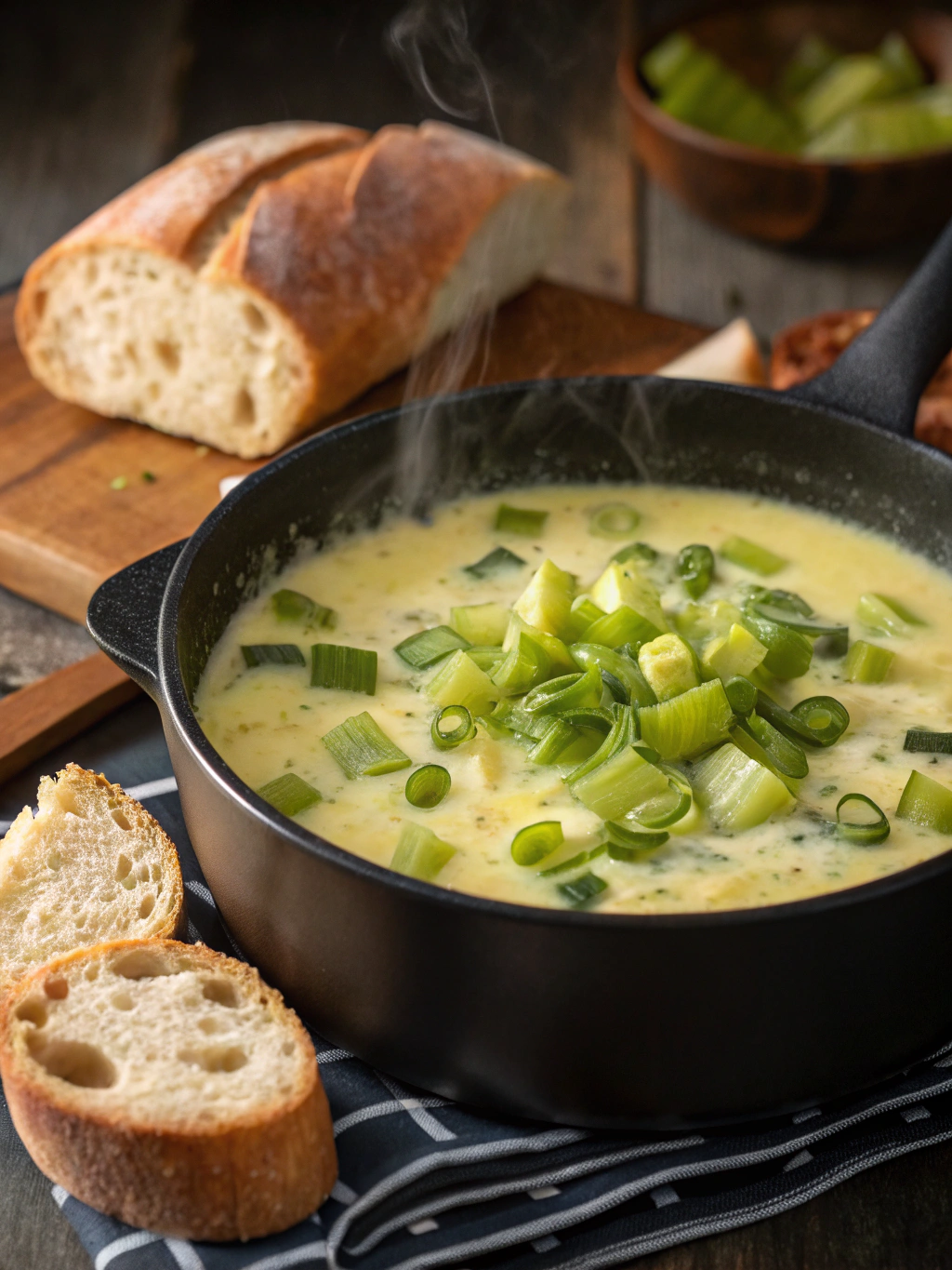 Fondue de poireaux servie