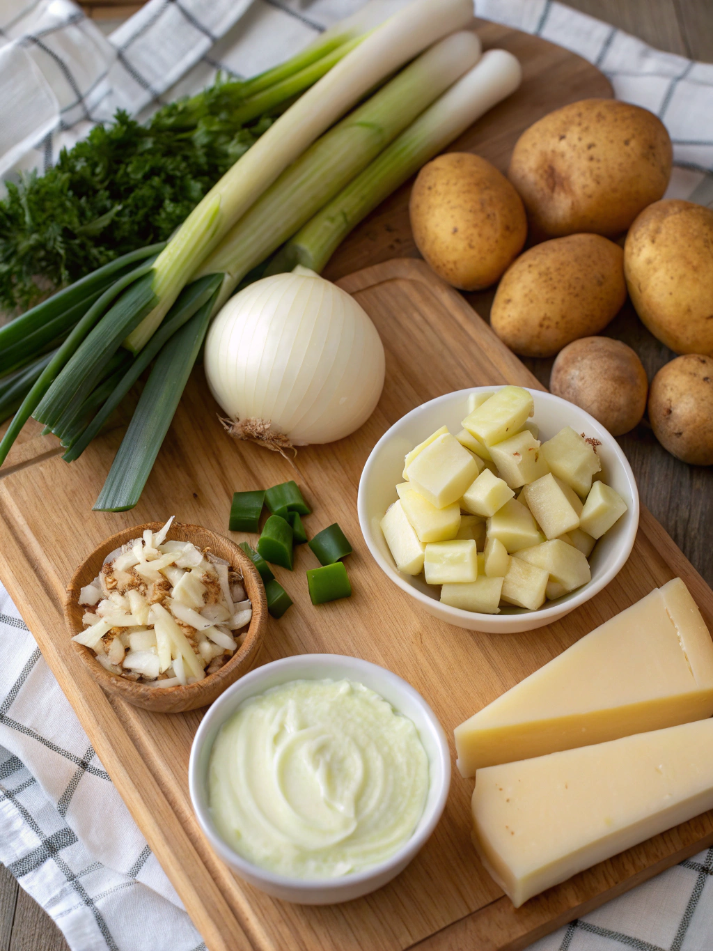 Ingrédients pour fondue de poireaux