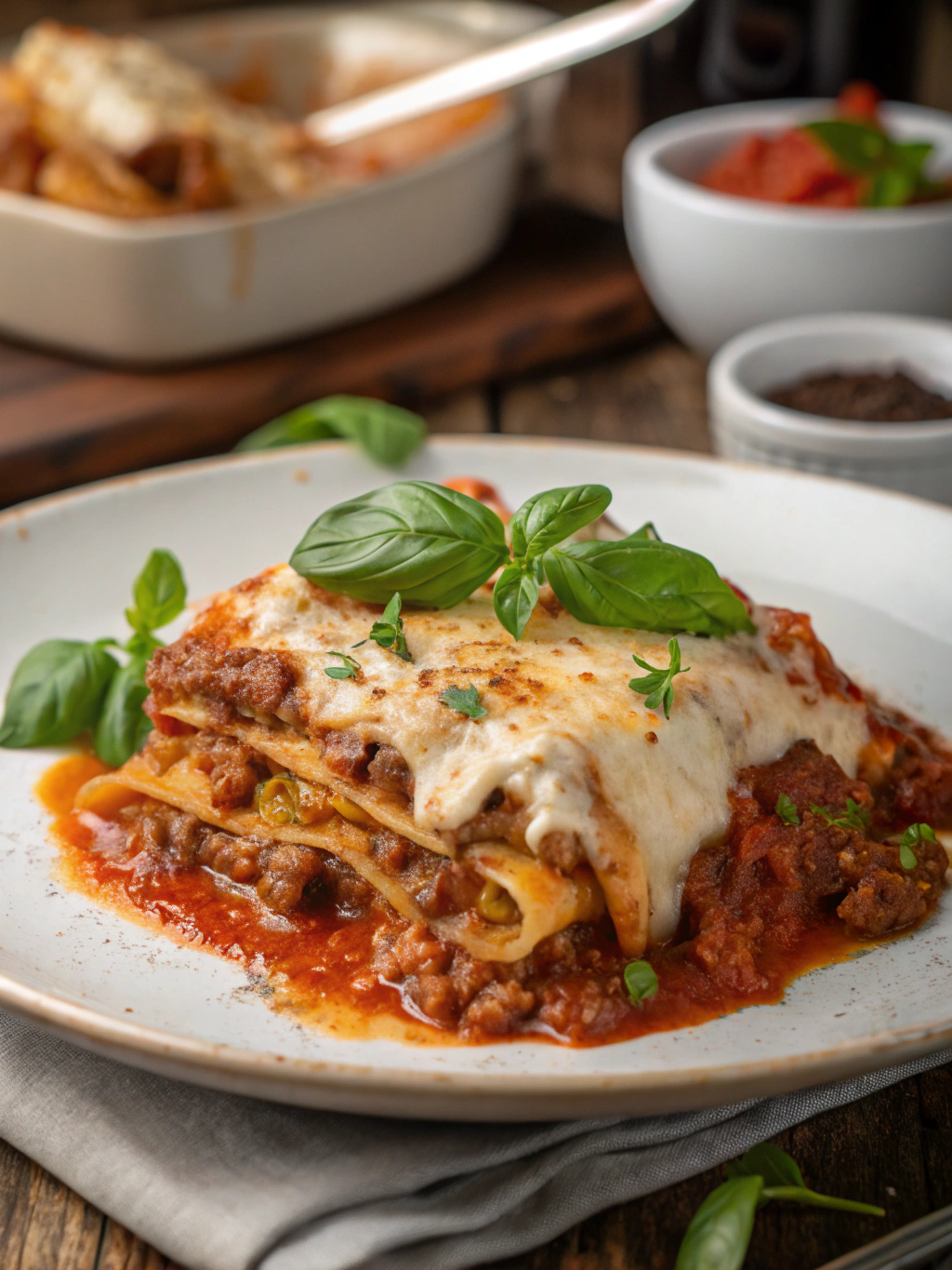 lasagnes bolognaise dans le plat