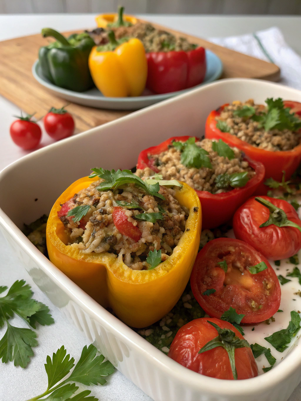 Préparation de poivrons farcis